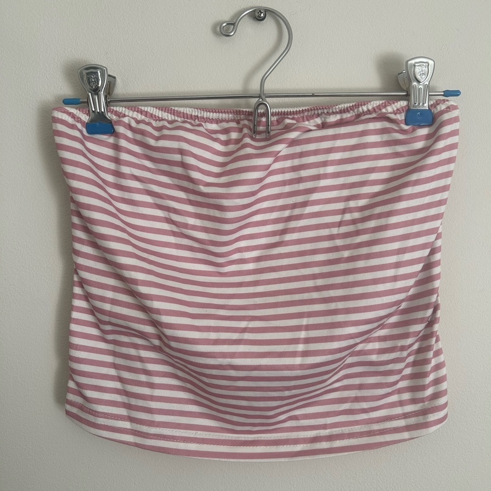Pink and White Striped Tube Top